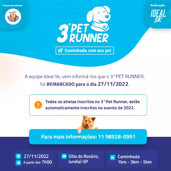 3° Pet Runner - Projeto Pracinha dos Dogs (Divulgação / Ticket Sports)
