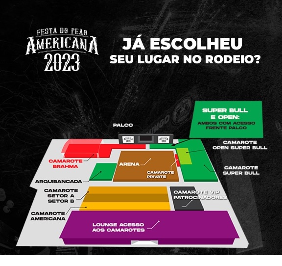 Mapa Festa do Peão de Americana 2023 (Imagem Instagram)
