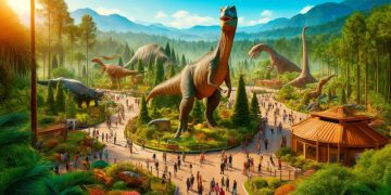 Parque dos Dinossauros (imagem gerada por IA)