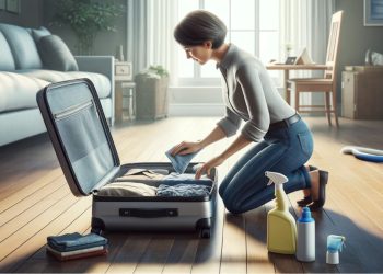Limpar mala de viagem (imagem gerada por IA)