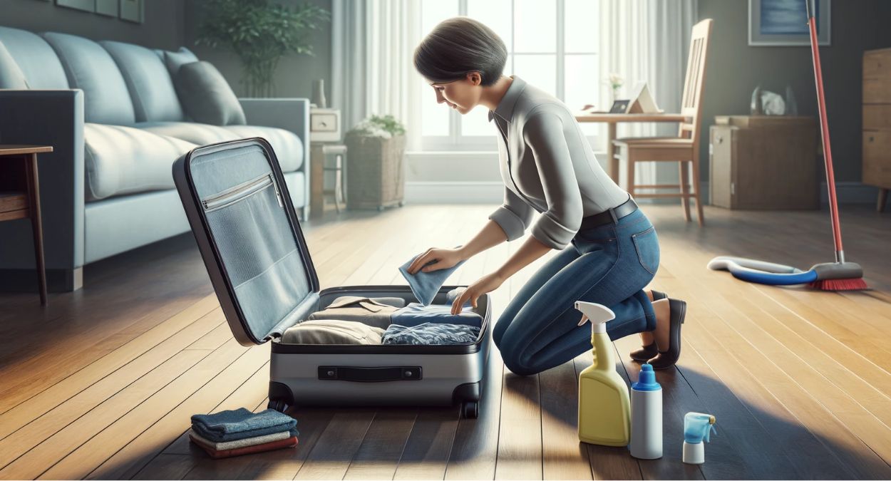 Limpar mala de viagem (imagem gerada por IA)
