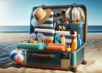 Mala de viagem para praia (imagem gerada por IA)