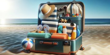 Mala de viagem para praia (imagem gerada por IA)