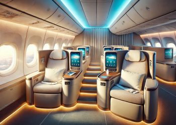 Melhor lugar para viajar no avião (imagem gerada por IA)