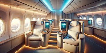 Melhor lugar para viajar no avião (imagem gerada por IA)