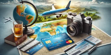 Paisagem Realista com Equipamentos de Turismo como Mapa, Câmera, Pilhas e Cartões