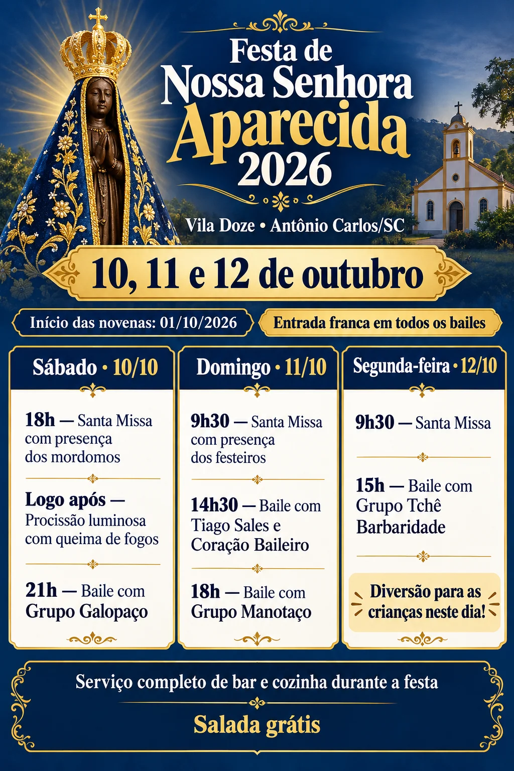 Festa de Nossa Senhora Aparecida 2026 (Imagem IA)