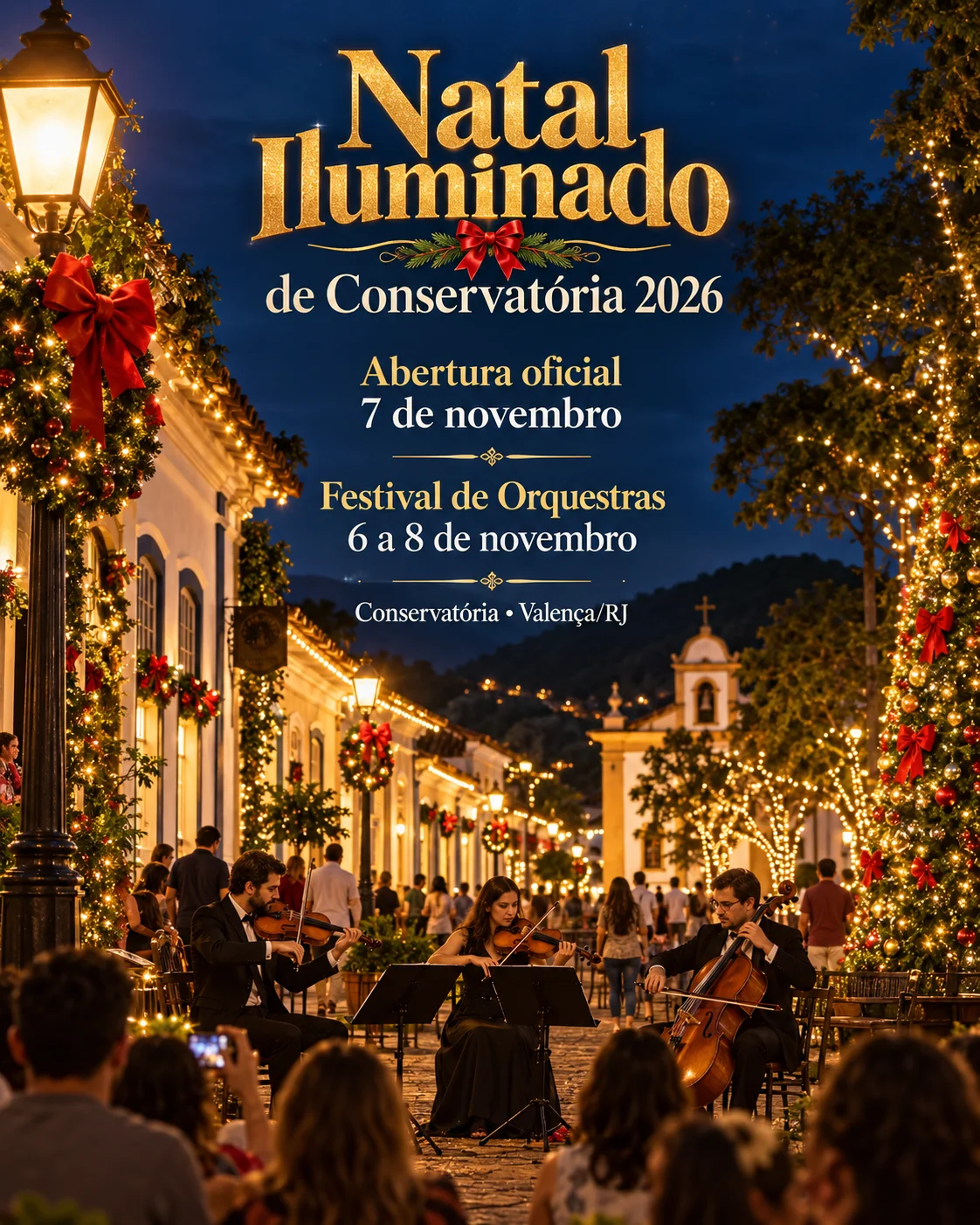 Natal Iluminado de Conservatória 2026 (Imagem IA)