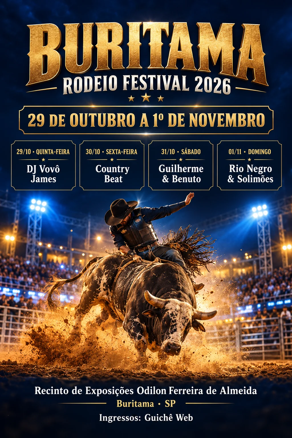Buritama Rodeio Festival 2026 (Imagem IA)