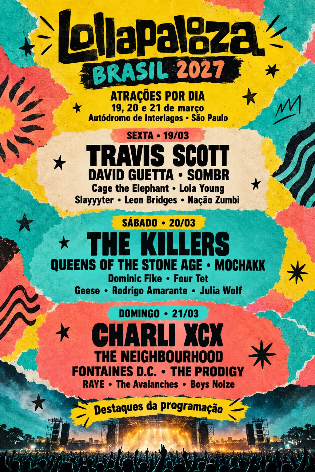 Atrações Lollapalooza 2027 (Imagem IA)