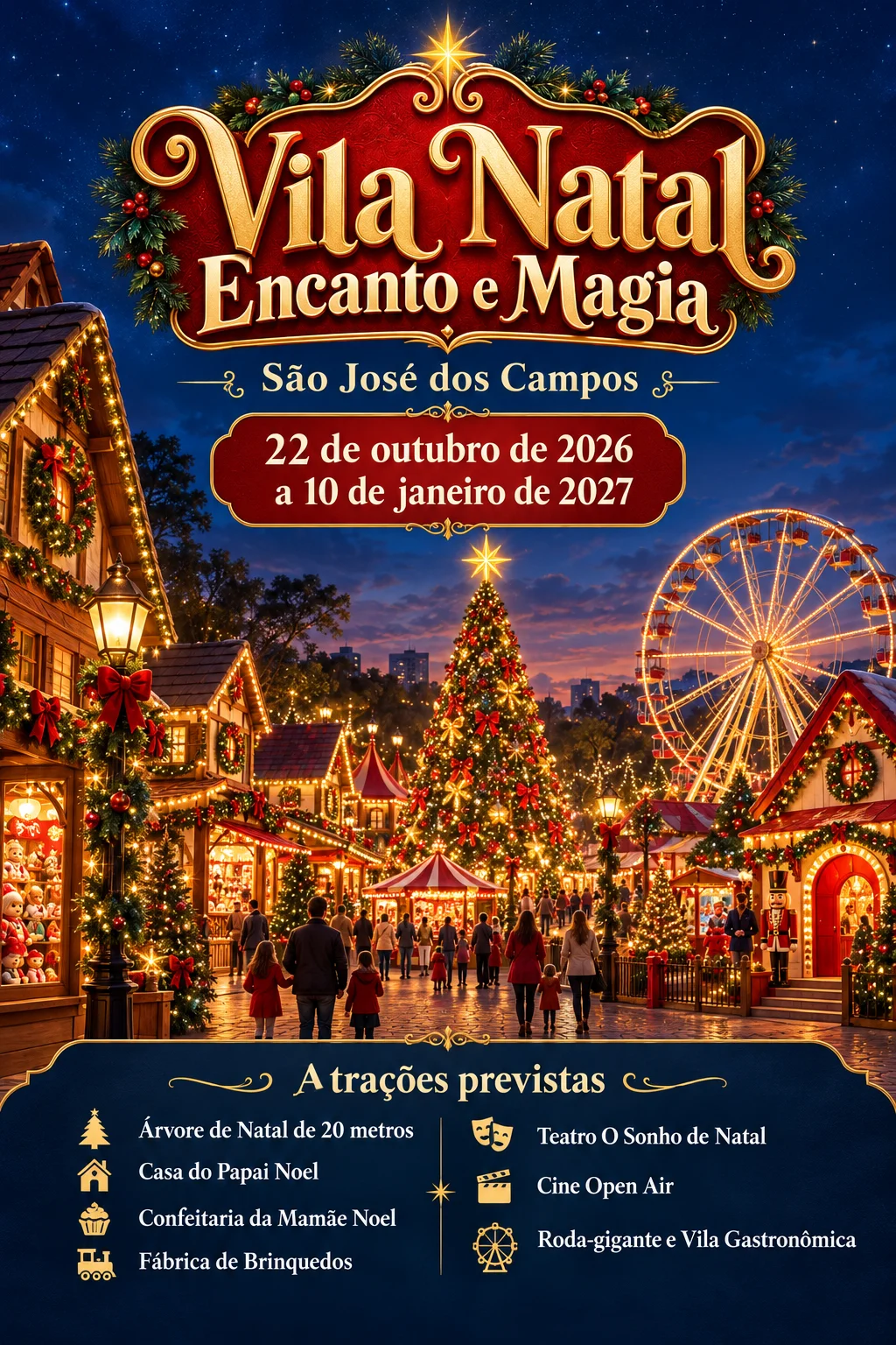 Vila Natal Encanto e Magia 2026 (Imagem IA)