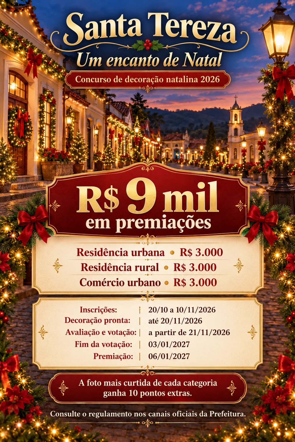 Concurso Santa Tereza Um Encanto de Natal 2026 (Imagem IA)