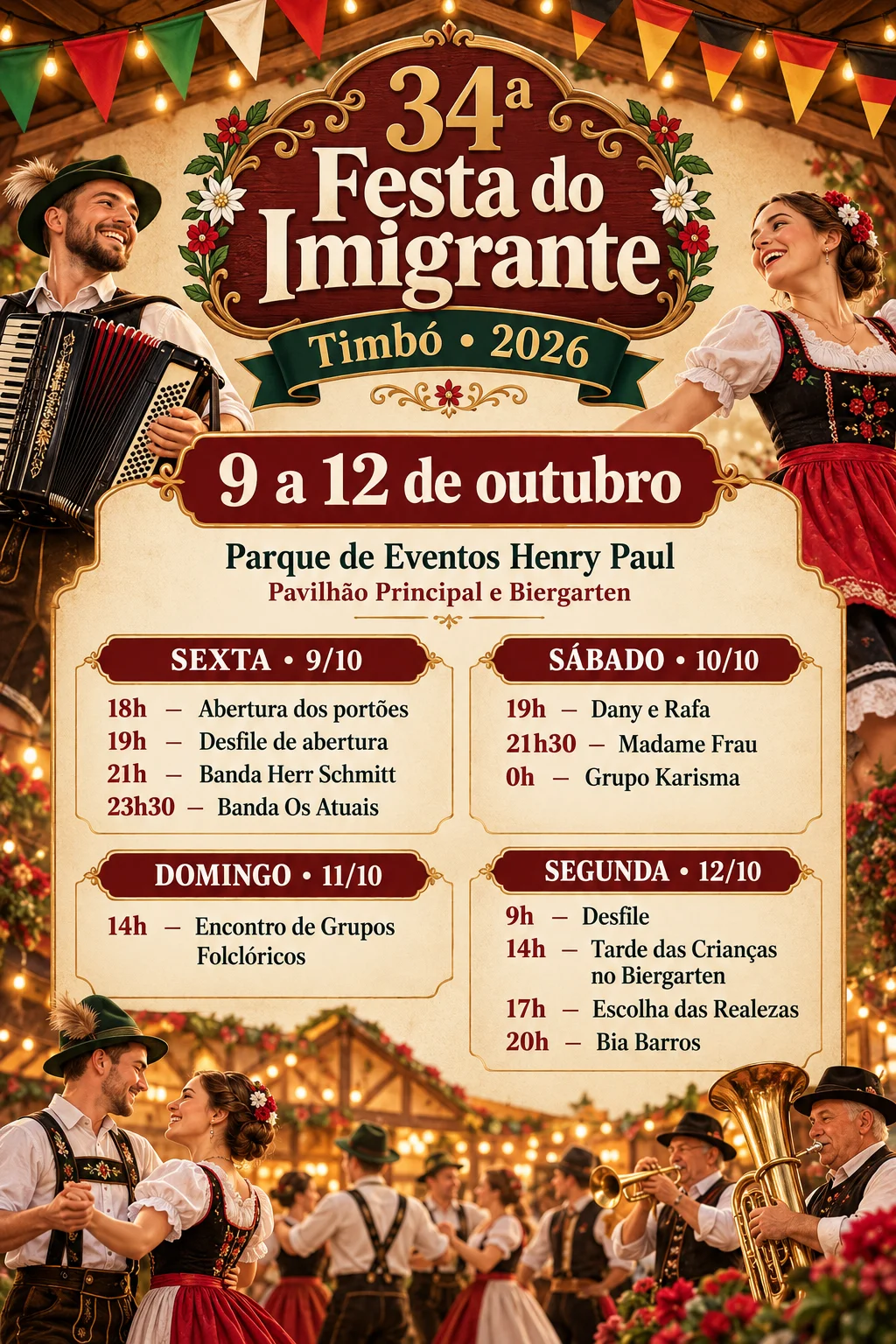 Festa do Imigrante 2026 de Timbó (Imagem IA)