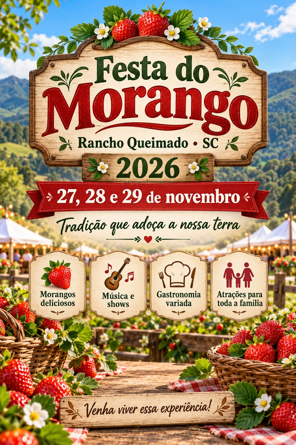 Festa do Morango de Rancho Queimado 2026 (Imagem IA)