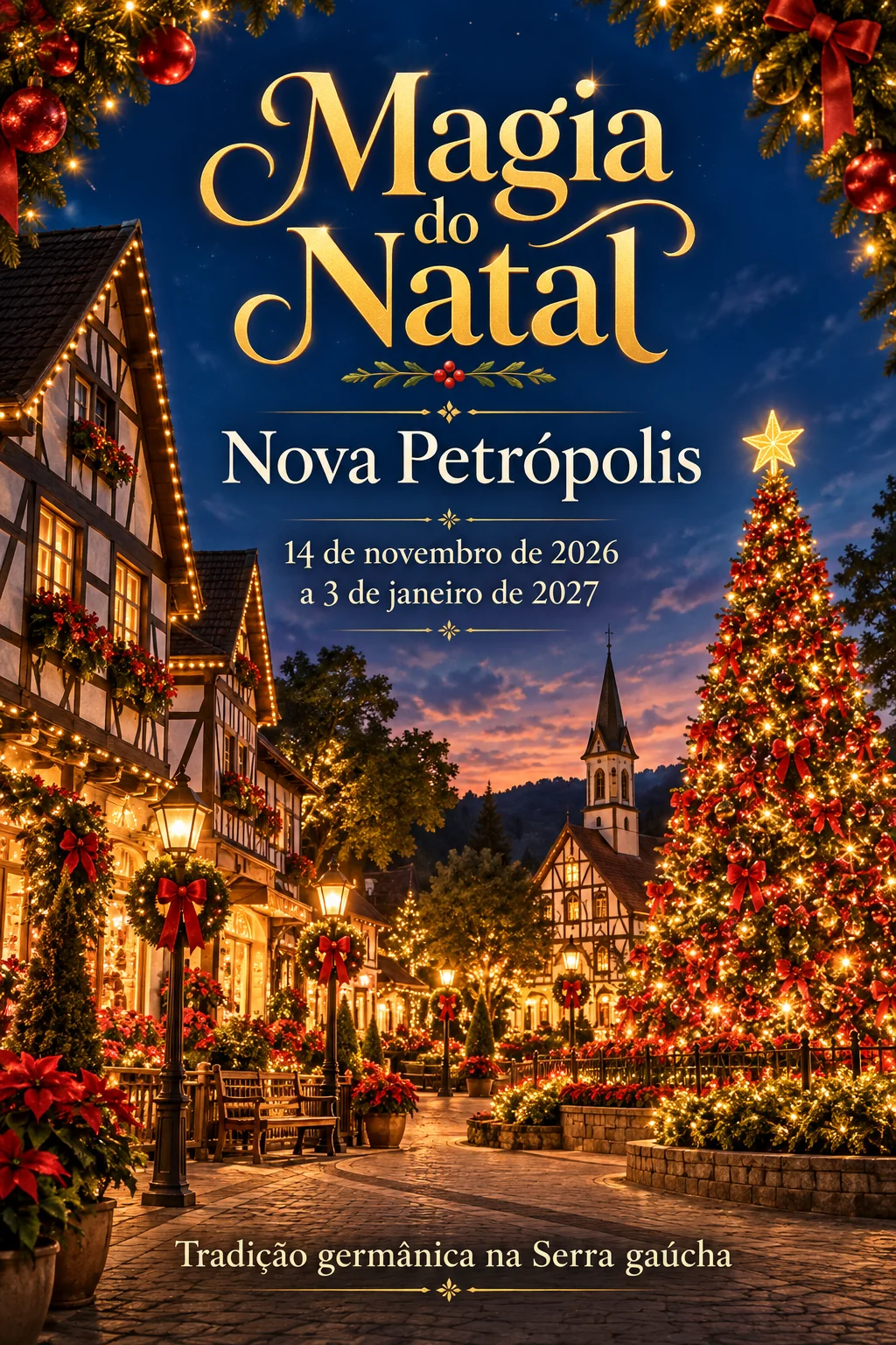 Magia do Natal em Nova Petrópolis 2026 (Imagem IA)